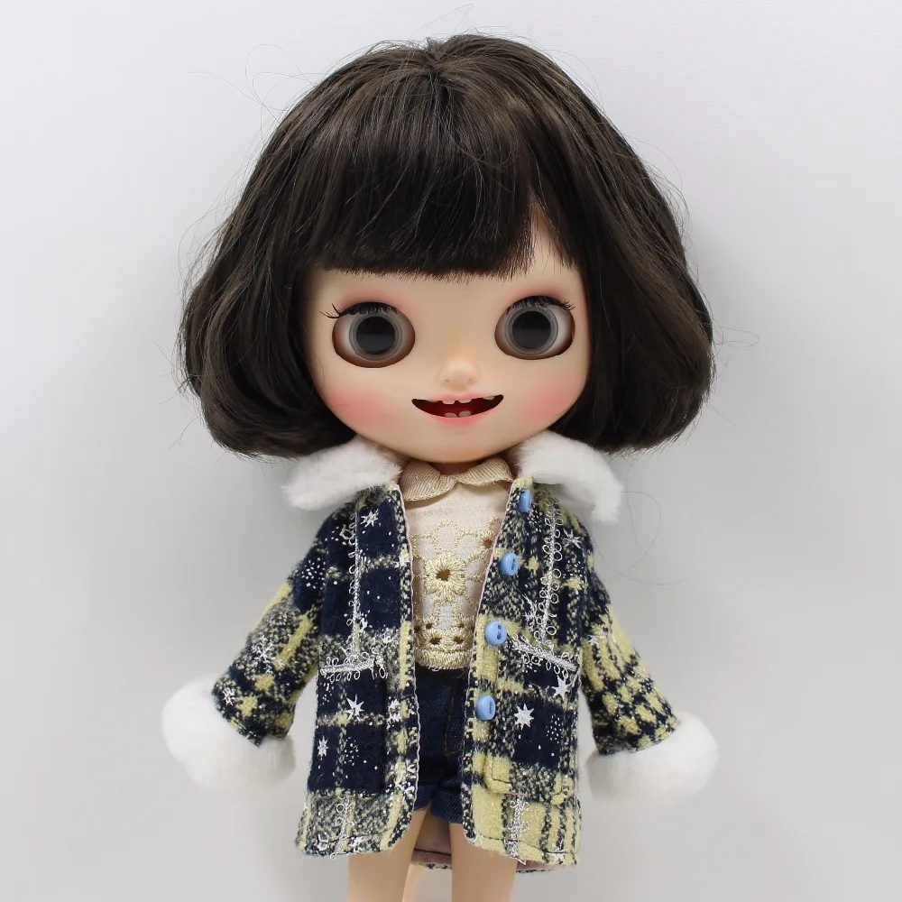 Blyth doll ледяное пальто фиолетовый зеленый клетчатая зимняя одежда