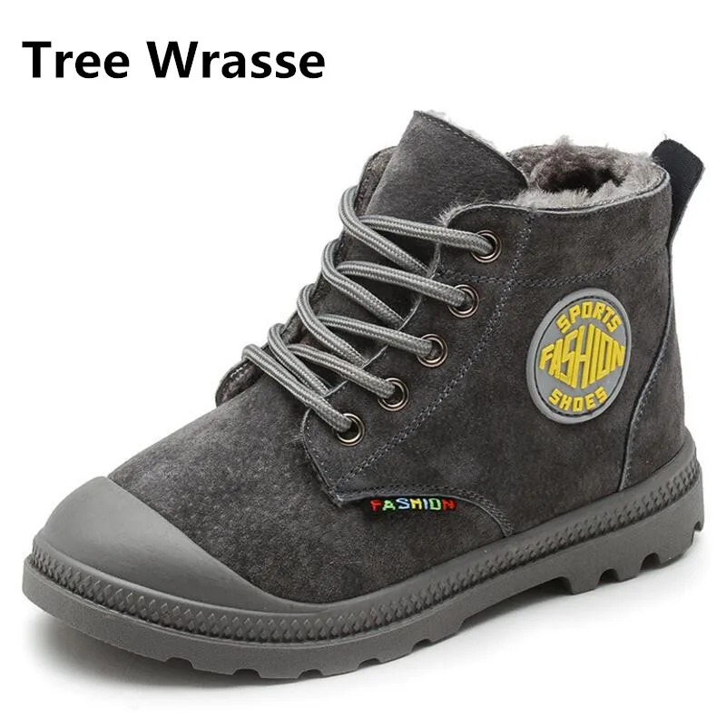 

Winter Kids Snow Boots Boys Children Martin Boots Girls Genuine Leather Shoes Rubber Boots Fashion Child Add Plush Sneakers