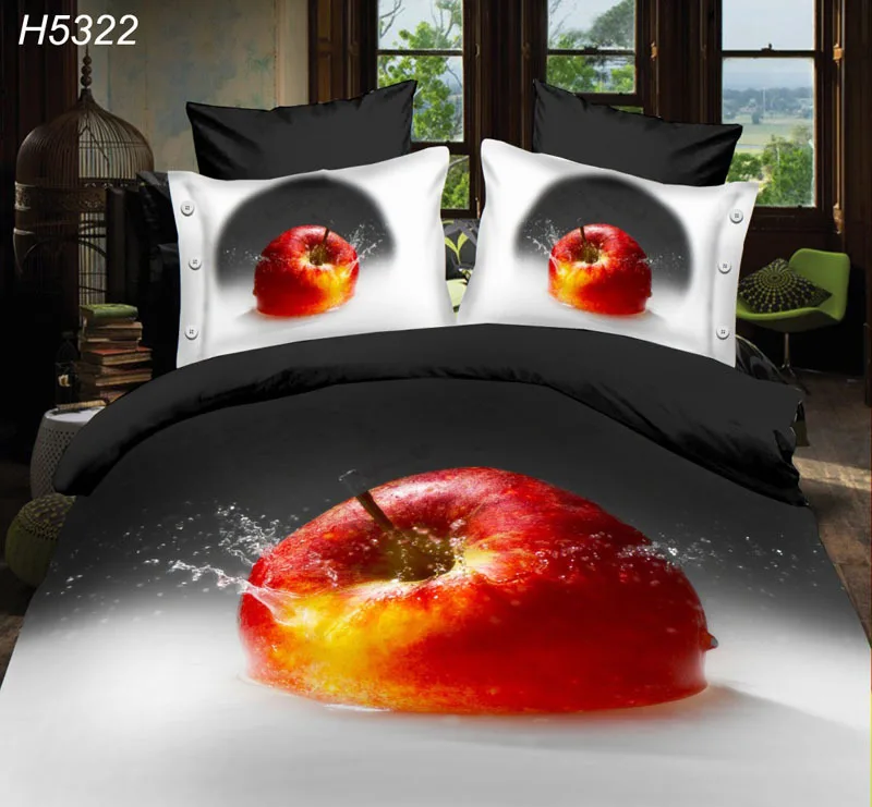 3d apple bedding set red apple in water 3d bed clothes HD digital