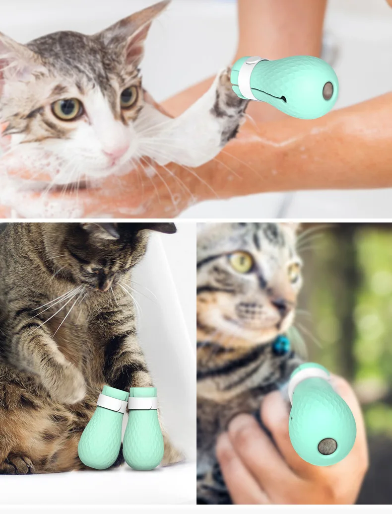 Adjustable Pet Cat Paw Protector for Bath Soft Silicone Anti-Scratch Shoes Cat Grooming supplies Checking Cat Paw Cover