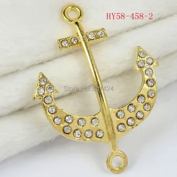 

free shipping 5pcs 58-458 silver-plated golden-plated jewelry rhinestone Anchor connectors craft accessories