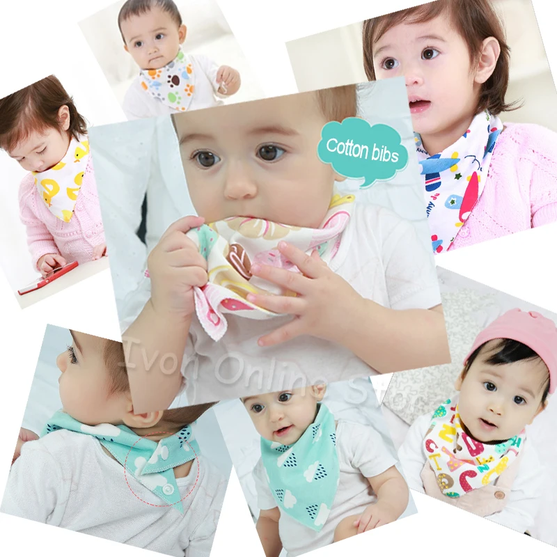 New High quality double layers cotton baby bibs Burp Cloths Lovely Cartoon Character Animal bandana dribble | Мать и ребенок