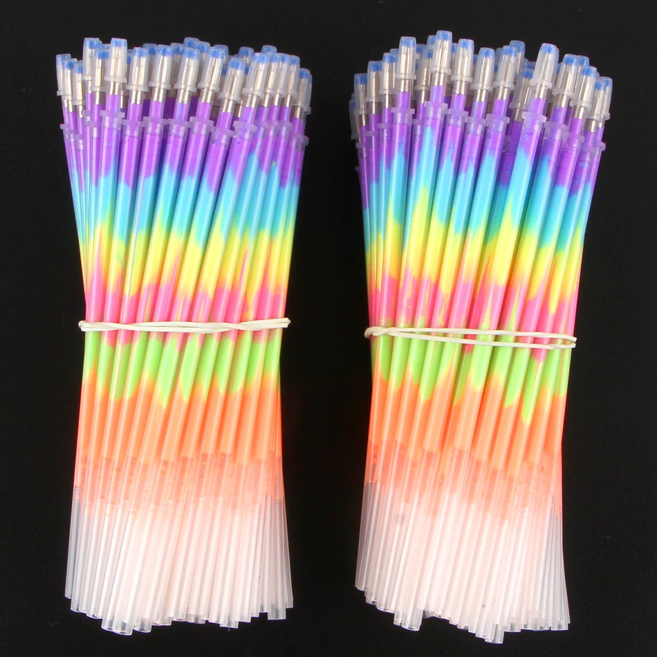 Gel ink 10pcs/lot 1.0mm Full Colour Gel Ink Pen /rainbow/flicker Refill