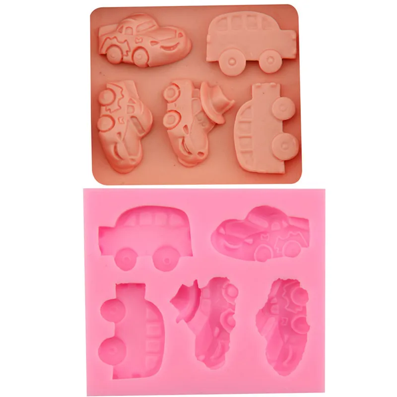 Cartoon Car Silicone Soap Mold DIY Fondant Cake Decor Biscuit Cookie Jelly Molds For Chocolate Ice Candy Mould Baking Tool | Дом и сад