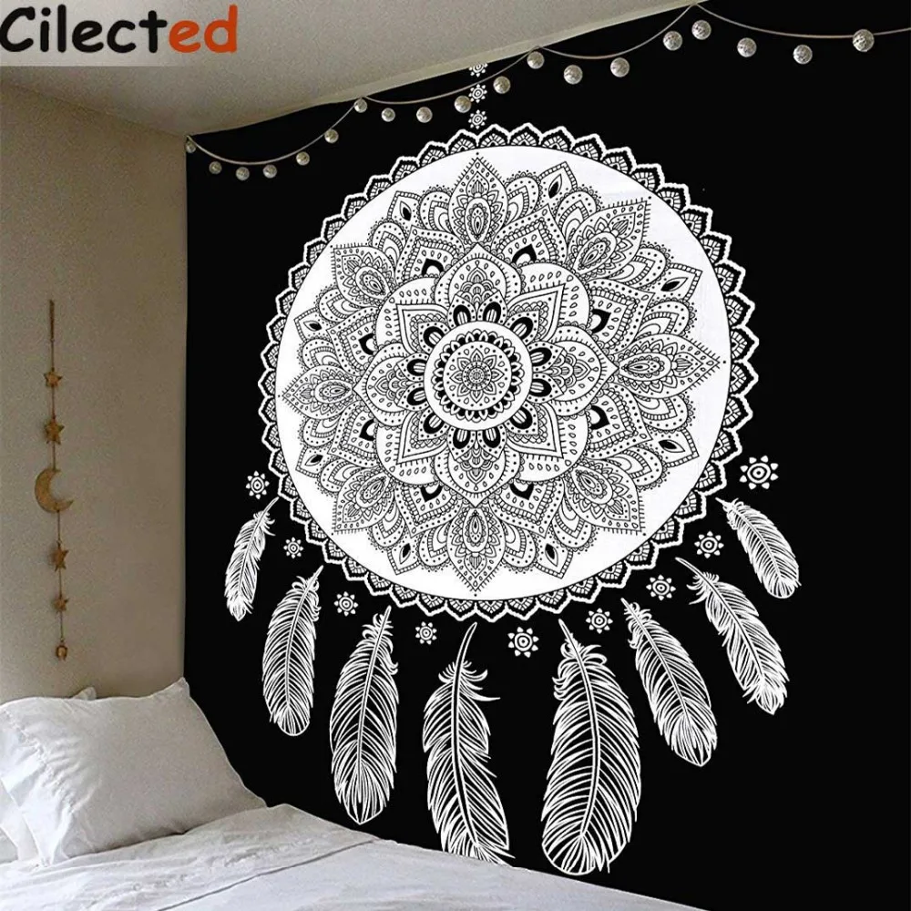 

Cilected Black And White Tapestry Dream Catcher Tapestry Wall Hanging Mandala Tapestries Indian Hippie Large Polyester Cloth Wal