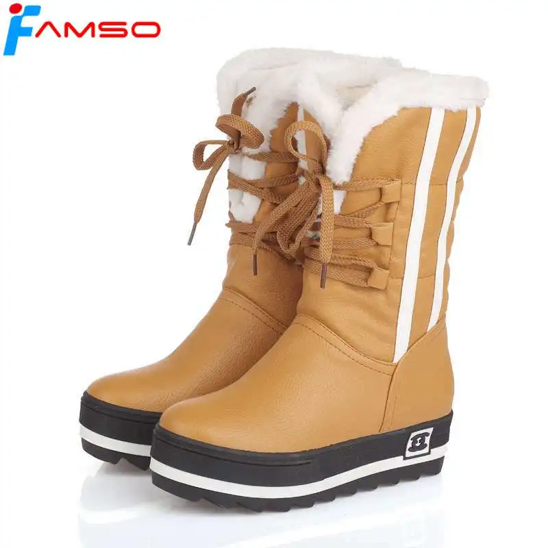 FAMSO Size34-43 Новинка 2019 года женская обувь Черные Водонепроницаемые ботинки на