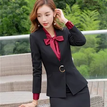 Форменный дизайн элегантные черные блейзеры костюмы с юбкой и топами для женщин офисная Рабочая одежда осень зима салон красоты наборы