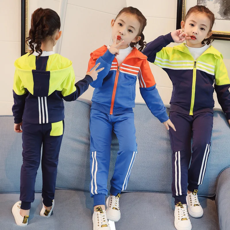 Boys and Girls Sportswear Jackets Trousers 2 Piece Suit Kids Casual Long Sleeve Hoodies + Pants