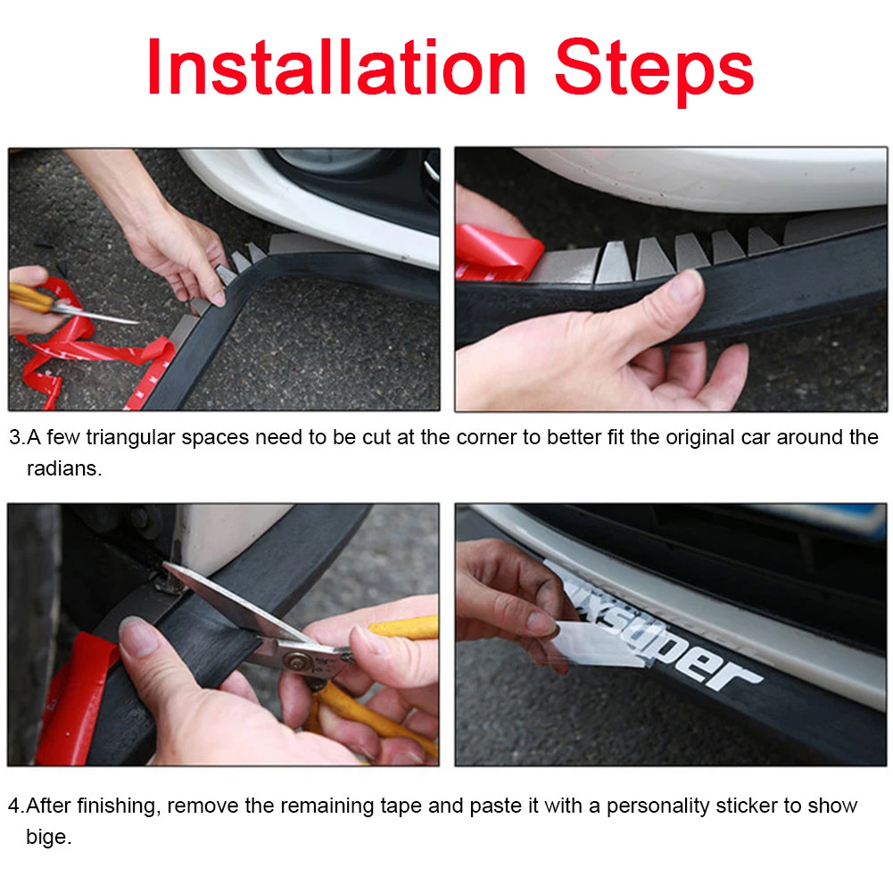 2.5M Universal Car Front Bumper Lip Rubber Protector Carbon Fiber Car Exterior Sticker Lip Skirt Protector Car Bumper Strip
