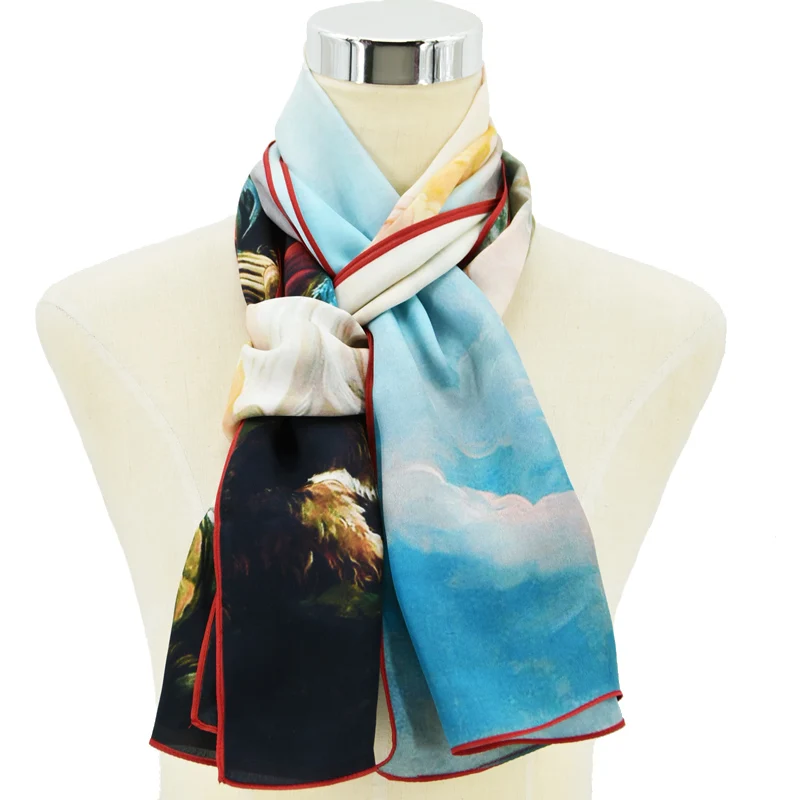 Yilijin шарф из натурального шелка для женщин Francois Boucher известный масляные краски цифровой печатное Искусство Шелковый платок и обёрточная бумага 160x45 см