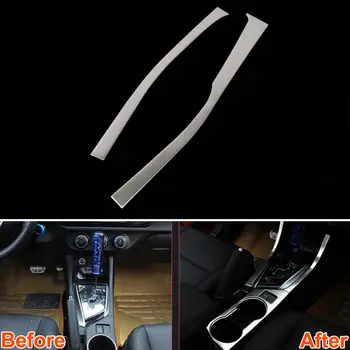 

2Pcs Stainless Steel Car Interior Gear Shift border Strip Cover Molding Trim Frame Decoration For Corolla 2014 car styling