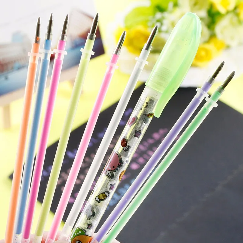 1 Pen and 8 Refill/set Colorful Gel Pen DIY Decoration for Color Pens Set Korean Stationery School kawaii Learning Supplies daily record book learning program supplies the students creative stationery candy color