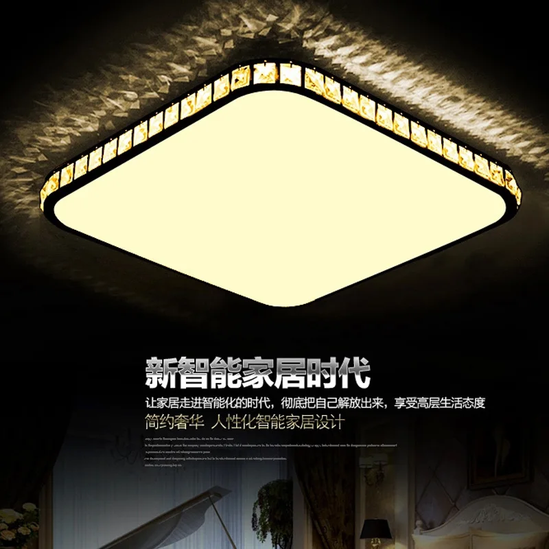 

3 Color Dimming Led Crystal Ceiling Lamp For Living Room Bedroom Home Indoor Lighting Square Led Ceiling Light 90-260V 12-64W