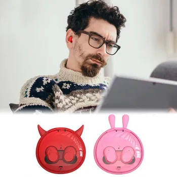 

TWS Sport Earbuds Bluetooth 5.0 Wireless True Earphones Stereo Earphone Waterproof Cute Devil TWS Charging Case Mini Cufflinks