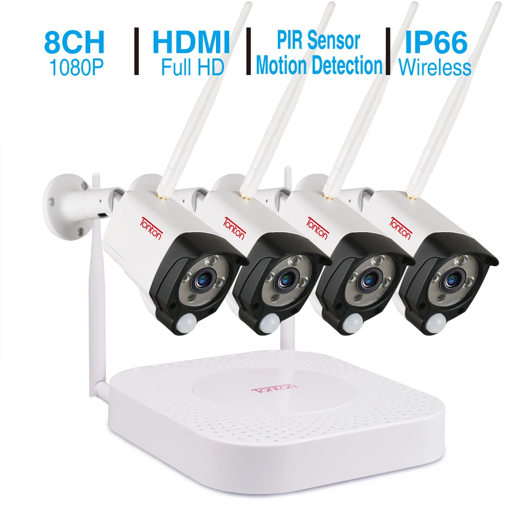 

Tonton 8CH 1080P HD Wireless CCTV System 2MP WI-FI NVR kit Outdoor IR Night Vision IP Wifi Camera Security System Surveillance