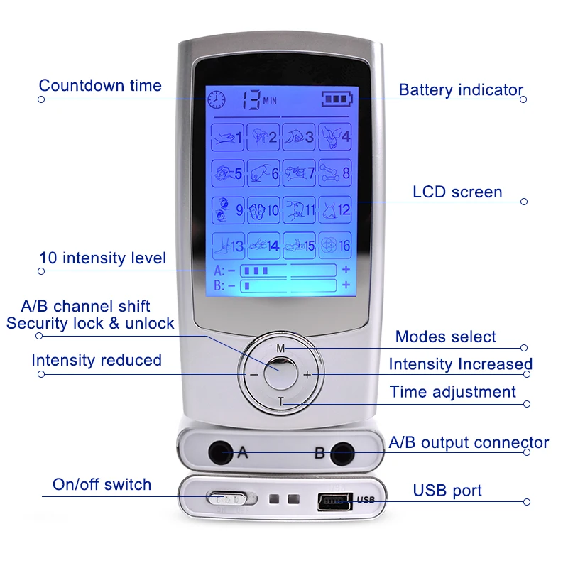 16 Modes Body Massage Pulse Machine Electric Tens Unit Digital Acupuncture Therapy Massager Back Pain Relief Health Care Device 16 Modes Body Massage Pulse Machine Electric Tens Unit Digital Acupuncture Therapy Massager Back Pain Relief Health Care Device