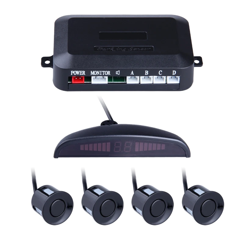 LED Parking Sensor With 4 Sensors Parktronic Reverse Backup Car Parking Radar Monitor Detector System Free