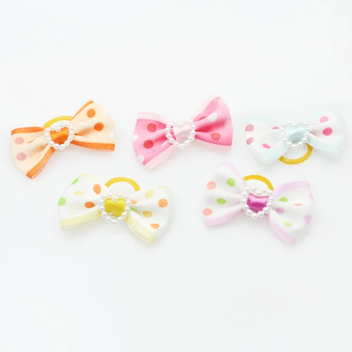 

Armi store Handmade Imitation Pearls Lovely Shape Pure Polka Dot Pattern Ribbon AB2006 Pet Dog Bow Jewelry Wholesale