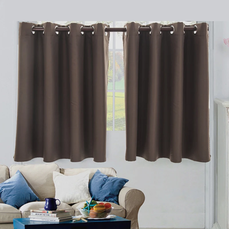 

New Korean Solid Color Short Blackout Curtains For Bedroom / Living Room Modern And Simple Curtains For Kitchen Balcony