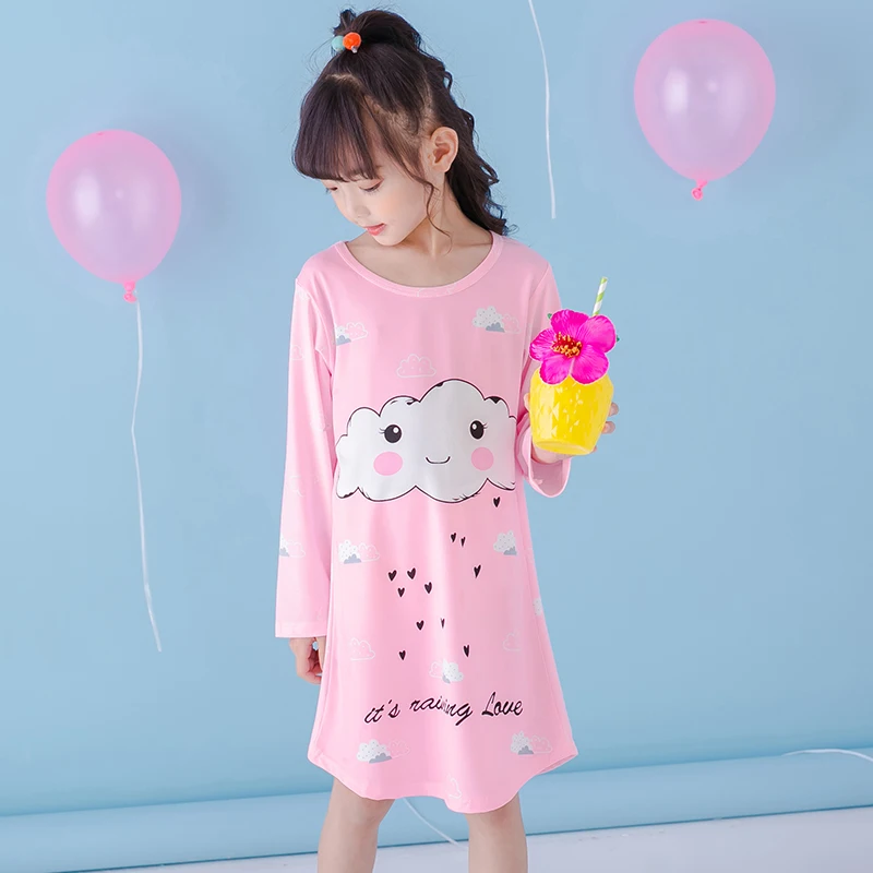Дешевые детское платье с длинными рукавами для девочек весна-осень ночная рубашка Костюмы Большие размеры для девочек домашняя одежда для сна, детский халат и ночные сорочки HX1180