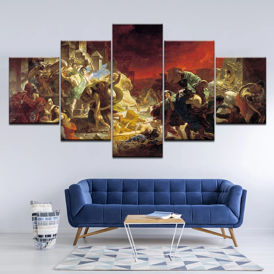 

Canvas Painting The Last Day of Pompeii 5 Pieces Wall Art Painting Modular Wallpapers Poster Print for living room Home Decor