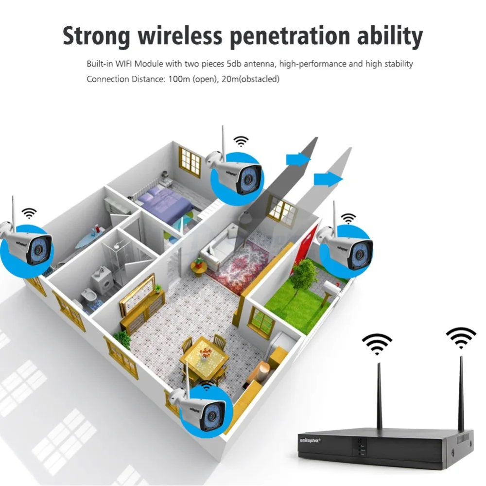4CH 720P HD Беспроводной NVR комплект P2P 720P 1.0MP Крытый Открытый ИК ночного видения подключи и играй камеры безопасности wifi CCTV системы XMEye