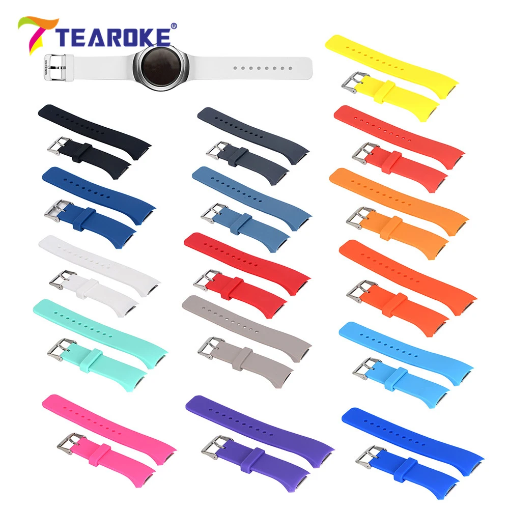 TEAROKE 16 Colors Silicone Watchband for Samsung Galaxy Gear S2 R720 R730 Band Strap Sport font