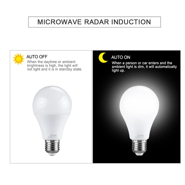 Lámpara de luz nocturna LED E27 con Sensor de movimiento, Luminaria, Sensor de Radar, Bombilla de inducción, luz de Sensor de movimiento para escalera, pasillo, Baño Lámpara de luz nocturna LED E27 con Sensor de movimiento, Luminaria, Sensor de Radar, Bombilla de inducción, luz de Sensor de movimiento para escalera, pasillo, Baño