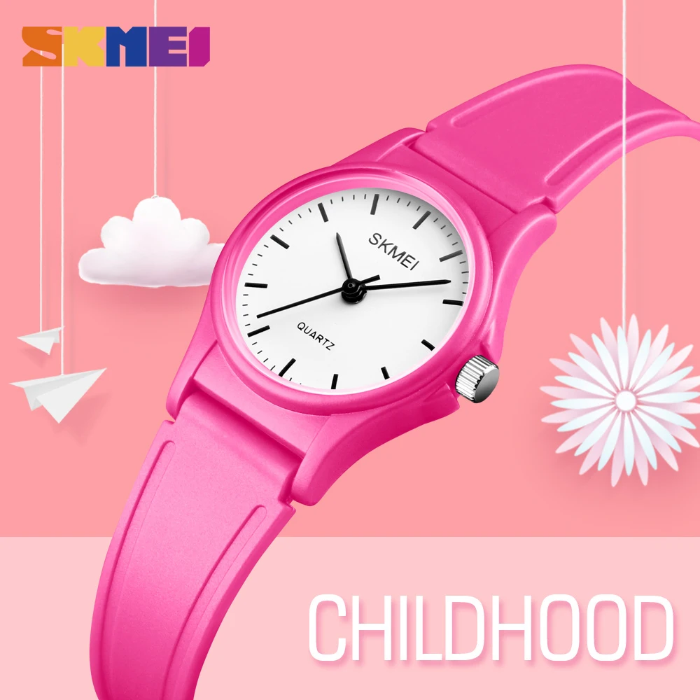 

2019 SKMEI New Kids Watches Plastic Case Boys Girls Children Watch Outdoor Sports Waterproof PU Starp Quartz Wristwatches Reloj