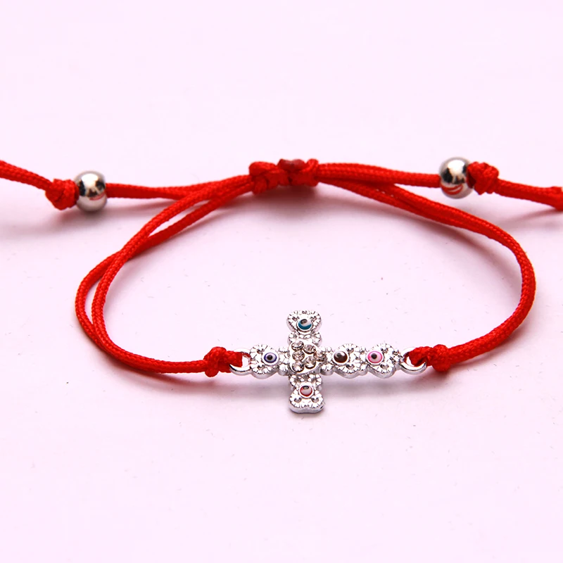 Pulsera Bebé Pies /& Corazón Hecho a Mano para Mujeres Rojo Protección mal de ojo