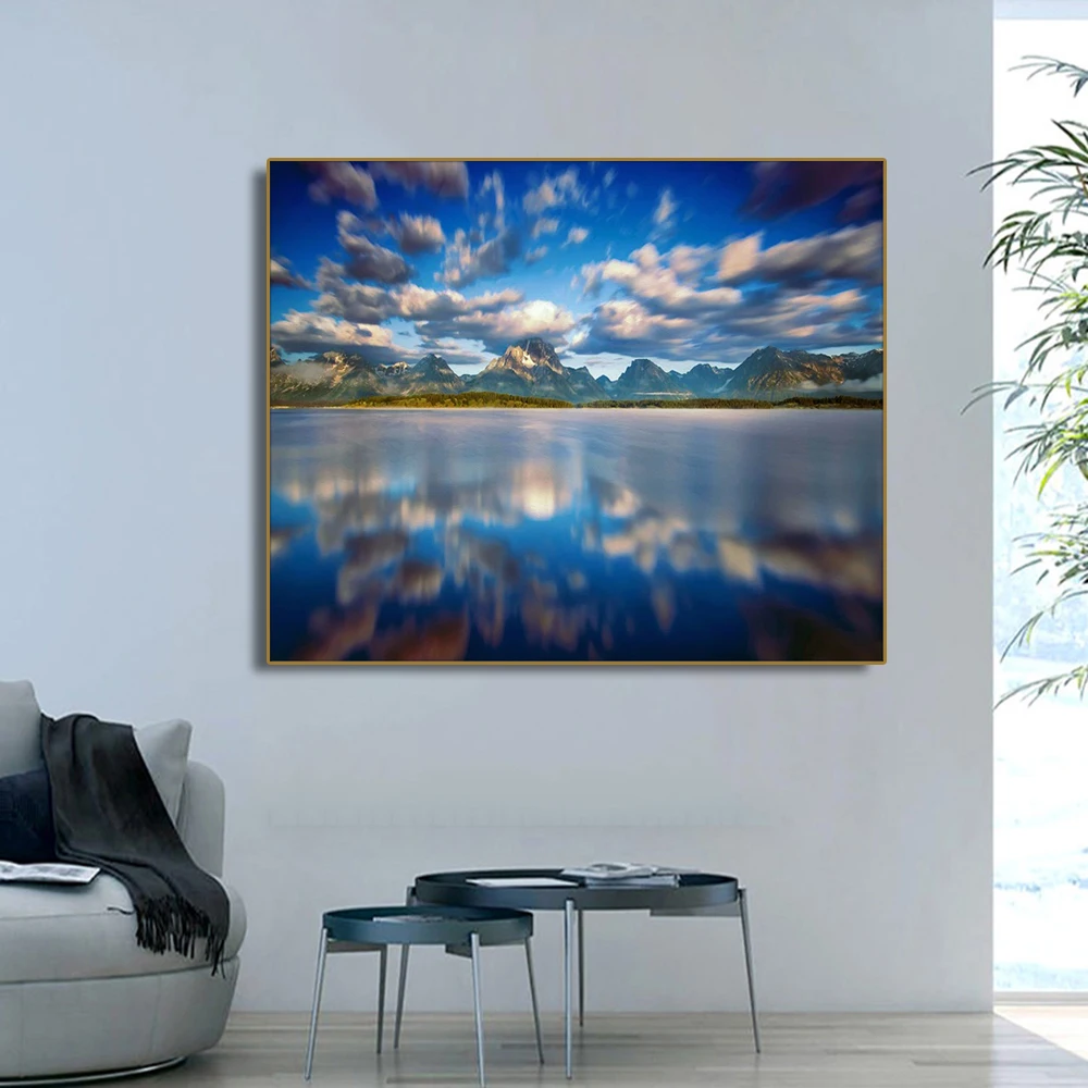 

Sky Reflection in Water Landscape Wall Art Canvas Painting Calligraphy Poster Print Decor Picture for Living Room Home Decor