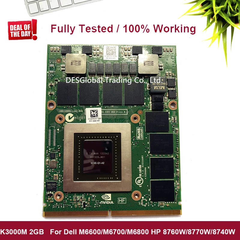 

Original K3000M 2GB Video Graphics Card TW63C/7RPRH For HP 8760W 8770W 8740W Dell Precision M6600 M6700 M6800 Fully Tested