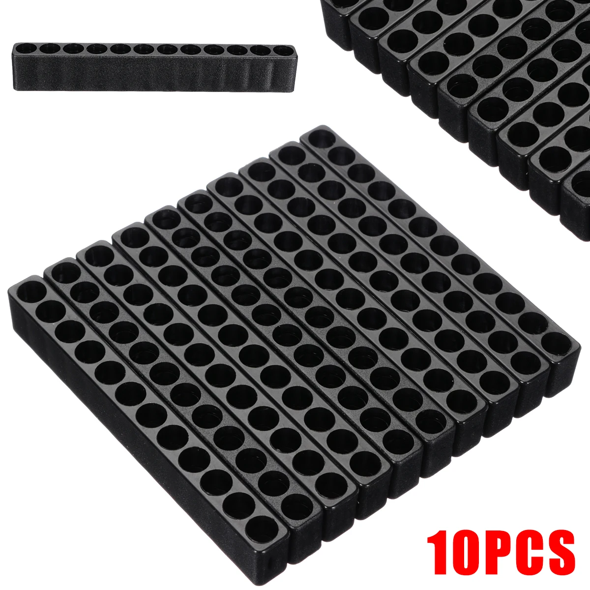 10pcs 12 Holes Hex Shank Screwdriver Bit Holder Plastic Screwdriver Head Storage