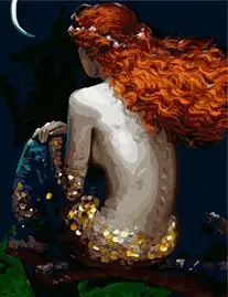 MaHuaf-W780 The golden clown Mermaid painting by numbers on canvas wall pictures coloring by numbers with acrylic paints 