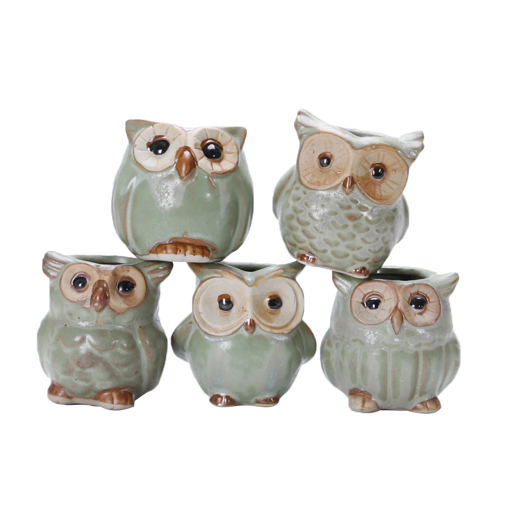 

Planter Ceramic Flowerpot Flower Pot Mini Home Decor Owl-shaped Cartoon Random