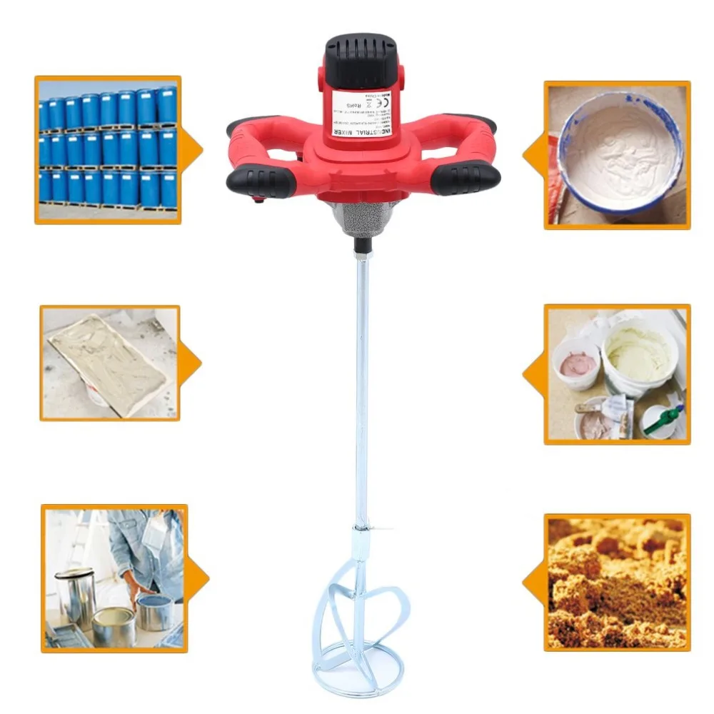 

Plastering Plaster Stirrer For Plaster Cement 1900W 6 Level Speed Mortar Mixer Single Paddle Electric Mortar Mixer UK Socket