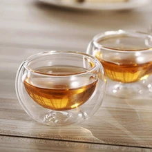 10 шт./лот элегантные для питья, из прозрачного стекла чашки термостойкие двойными стенками Слои Стекло Чай чашка для воды для девочек, держащих букет невесты Чай JN 1031