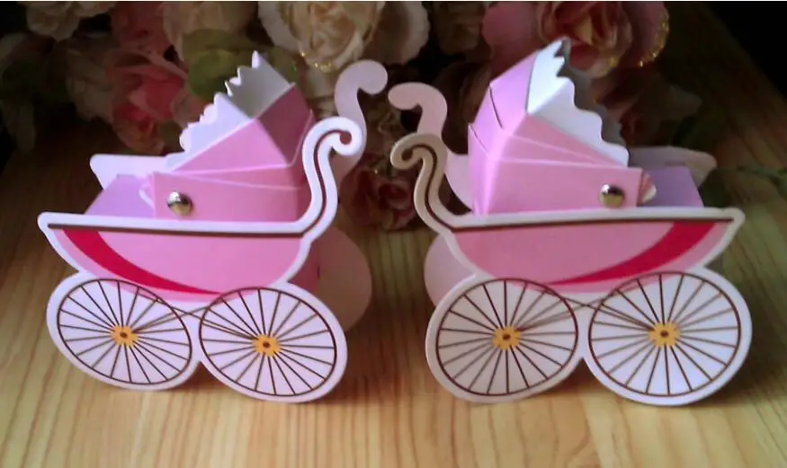 Детская Свадебная коробочка карета коробка конфет детская игрушка в ванную новорожденный праздник день рождения, бумага bomboniere сладости драги подарки шоколадная упаковка, 100 шт - Цвет: Pink