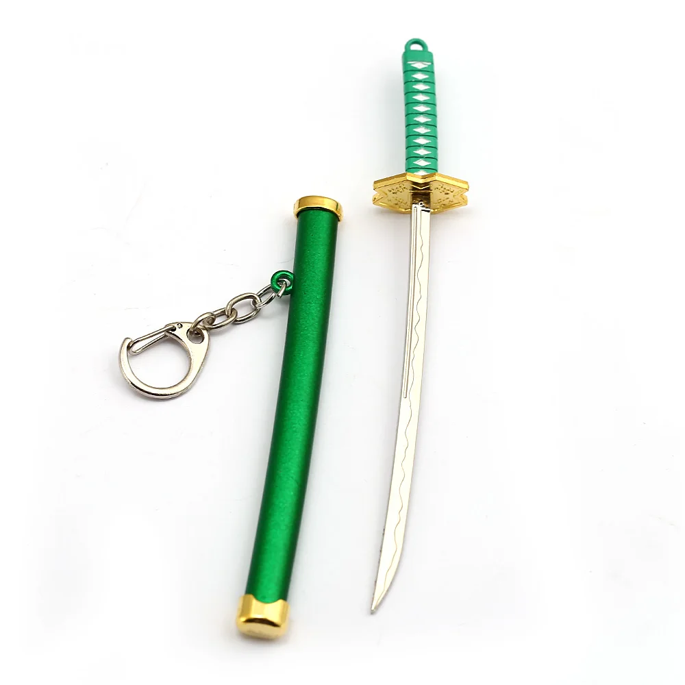 Один кусок брелок Roronoa Зоро меч китсу игрушка модель металлический брелок llaveros Брелок chaviro аниме ювелирные изделия - Цвет: Зеленый