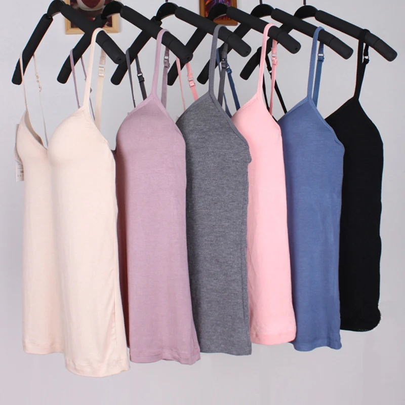 

Fashion Solid Tank Top Womens Underwear Adjustable Strap Built In Cup Padded Self Mold Camisole Camis Homewear