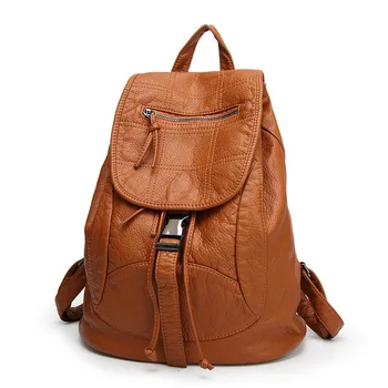 

2019 Vintage Soft Leather Feminine Casual College Backpack SchoolBags Backpacks School Bags For Teenage Girls Teenagers Female