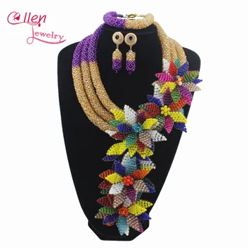 

Luxury African accessories beads jewelry sets india nigerian flower beads beaded wedding necklace dubai jewelry sets W12895