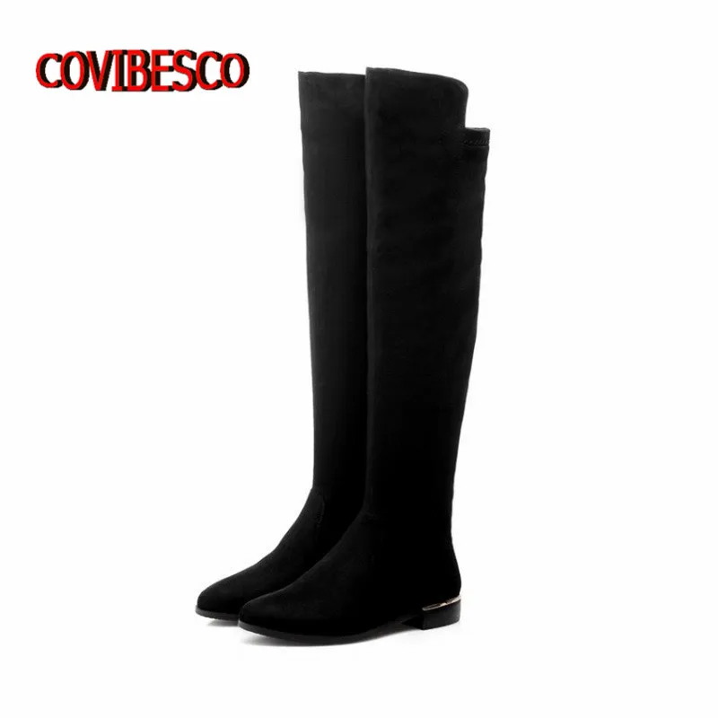

Fashion autumn women matte leather motorcycle knee high boots botas femininas flats black slim long shoes woman boots