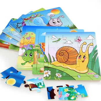 

20 Pcs/Set Children's Wooden Cartoon Insect Puzzles Puzzle Educational Toys