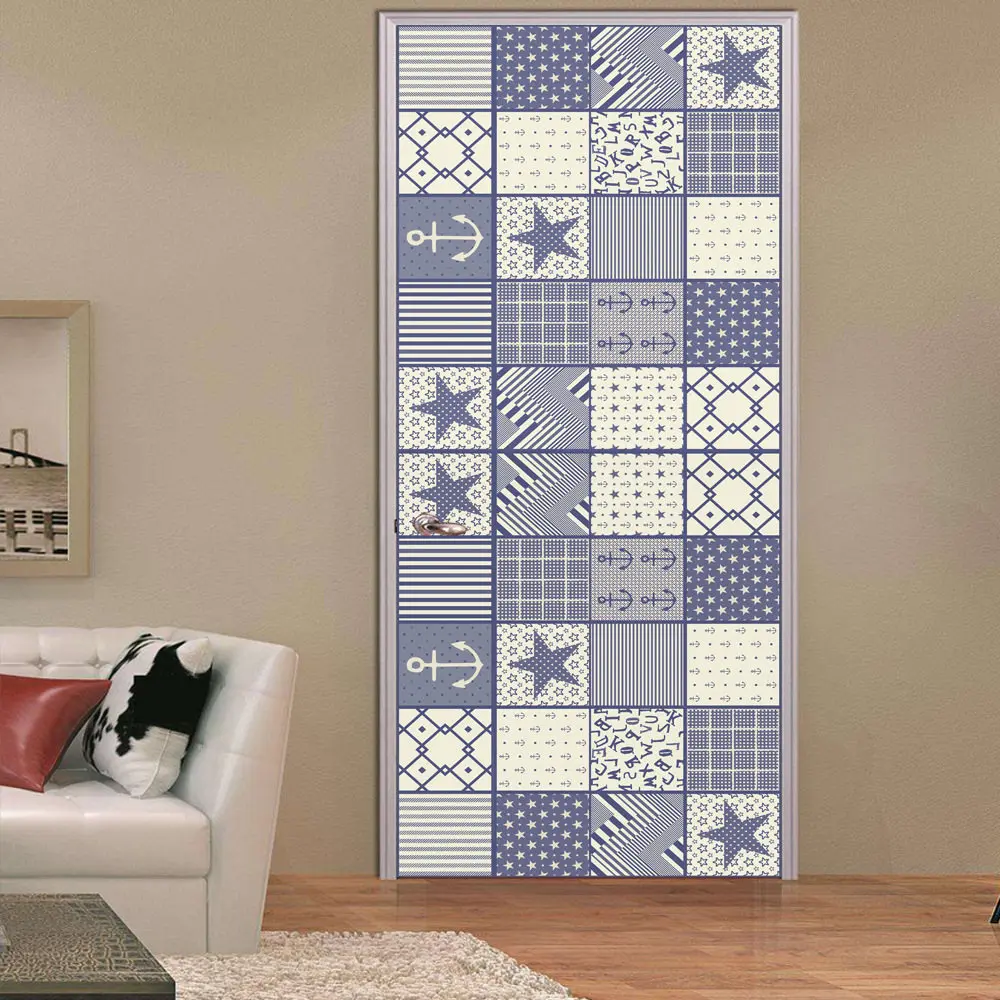 3D ПВХ Ретро Средиземноморский стиль художественная дверь наклейки для гостиной спальни наклейки для домашнего декора съёмные постеры adesivo де parede