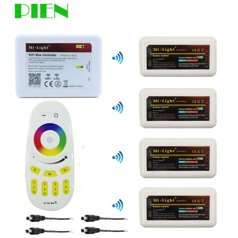 Wifi rgb контроллер смартфон+ RF touchscreen пульт дистанционного управления+ 4 шт. контрольная группа 2.4G для светодиодной ленты RGBW RGBWW RGB 12V-24V