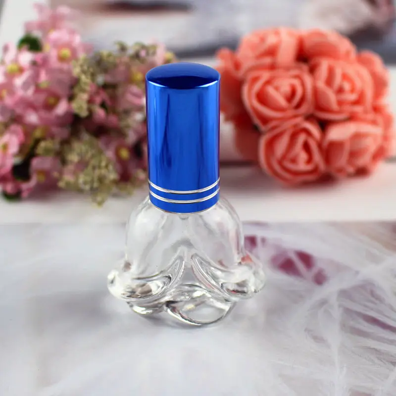 6 мл мини прозрачный стеклянный флакон для духов в Форме Розы парфюмерные Бутылочки для упаковки косметики многоразовые стеклянные флаконы - Цвет: Синий