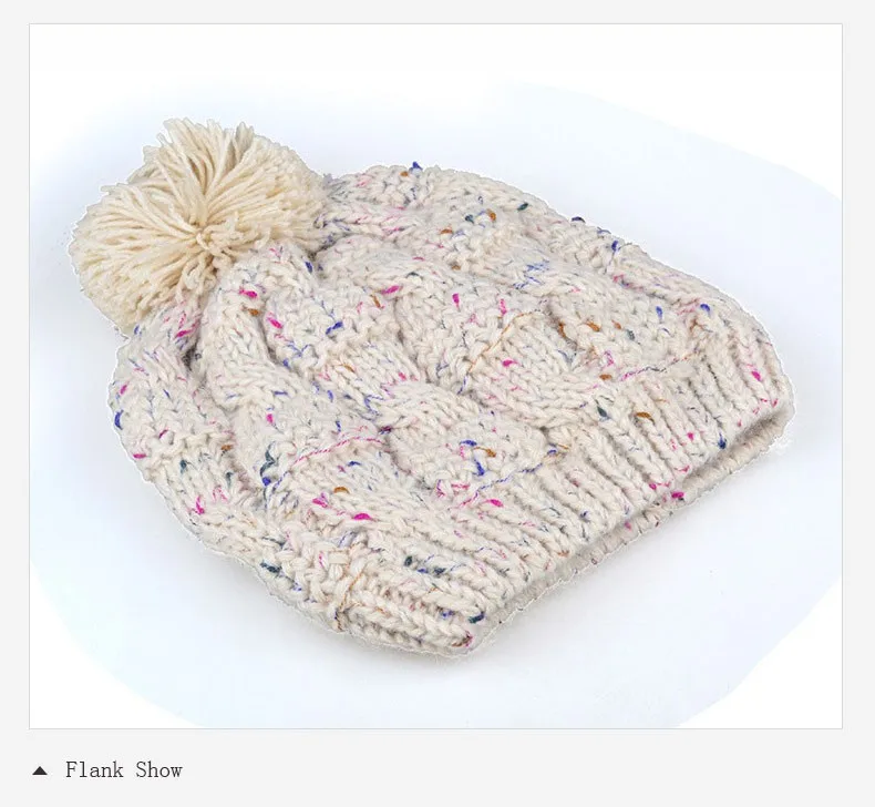 2015 New Autumn and Winter Thick Warm Solid Knit Women Hat Female Cap with lint (15)