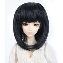 Bybrana 1/3 1/4 короткий боб прямой Девушка черные волосы Bjd парик для кукол