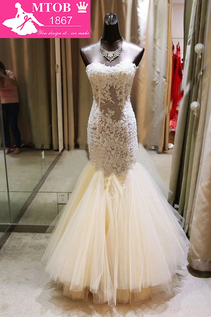 See Through Corset Mermaid Wedding Dresses 1